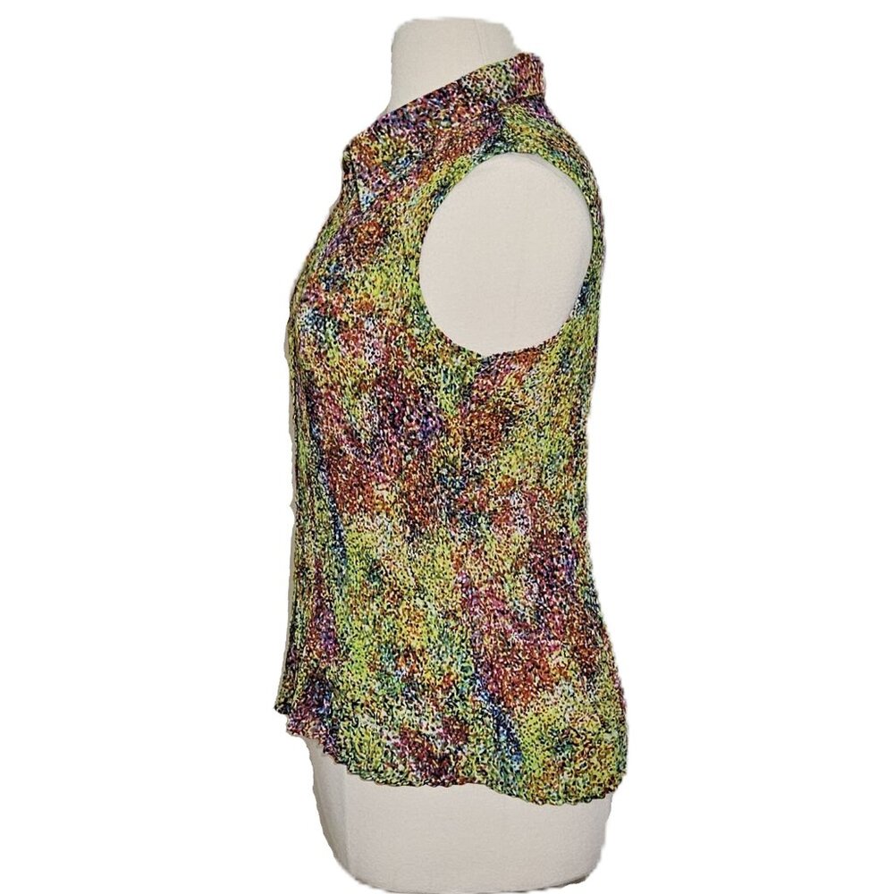 Woman’s Essentials by Milano Colorful Sleeveless Button Down Blouse 1X Like New! - Picture 6 of 15